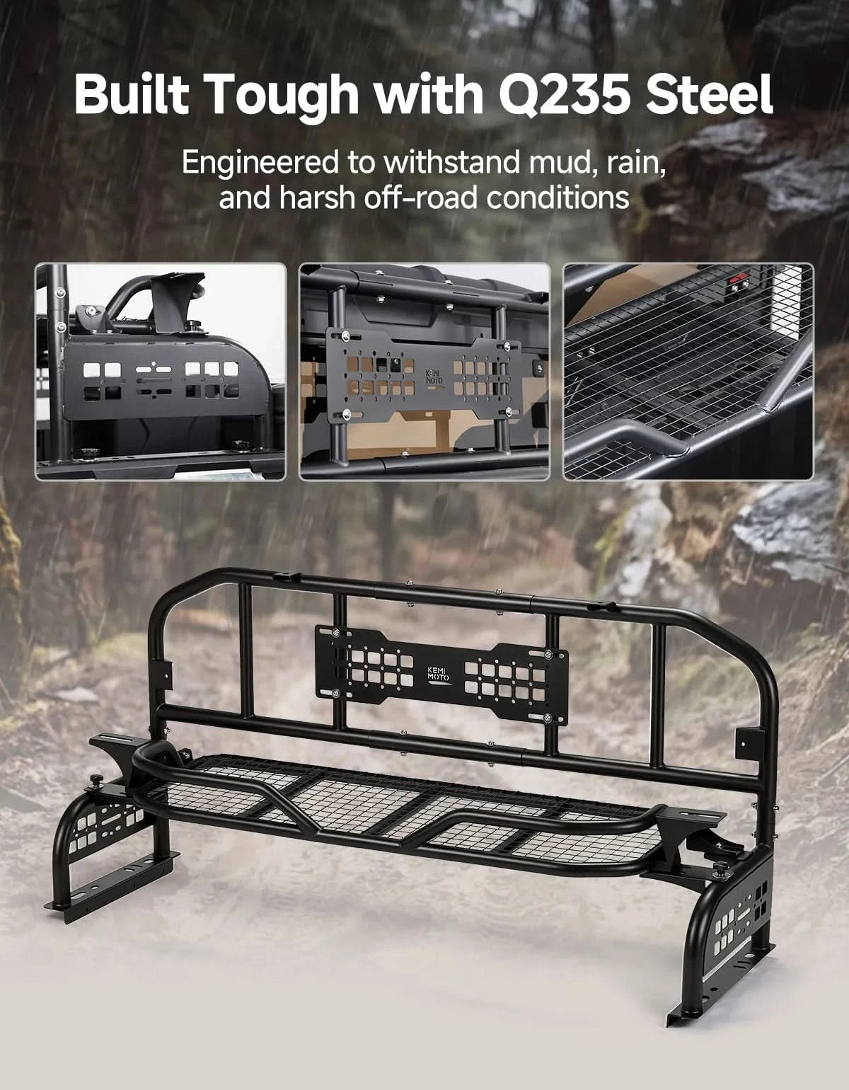 2-in-1 Folding UTV Rear Rack and Cargo Basket for Can-Am Defender, CFMOTO UFORCE and Polaris Ranger XP 1000