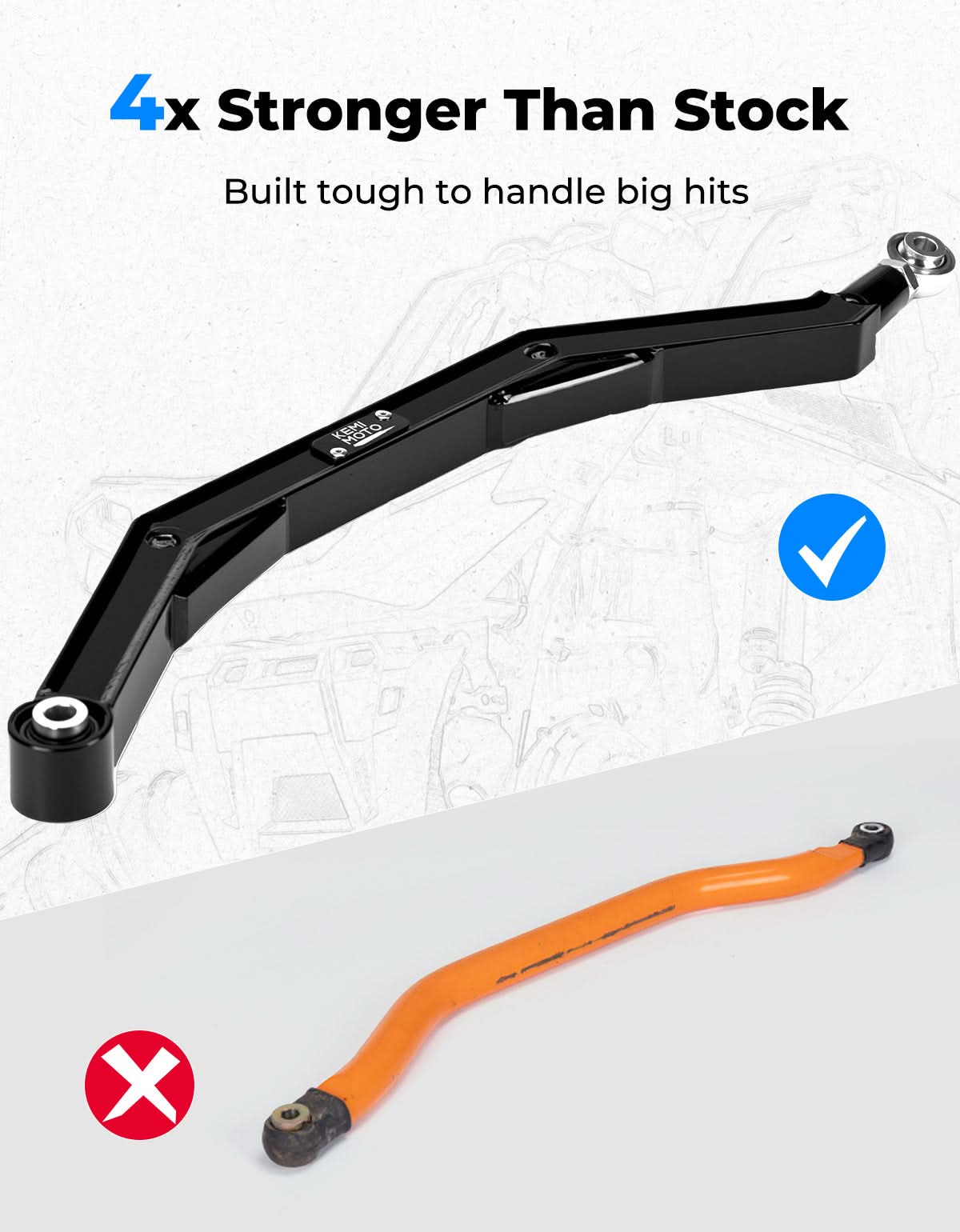 14-23 XP 1000 Rear Radius Arms for Polaris RZR XP 1000/RZR 4 1000