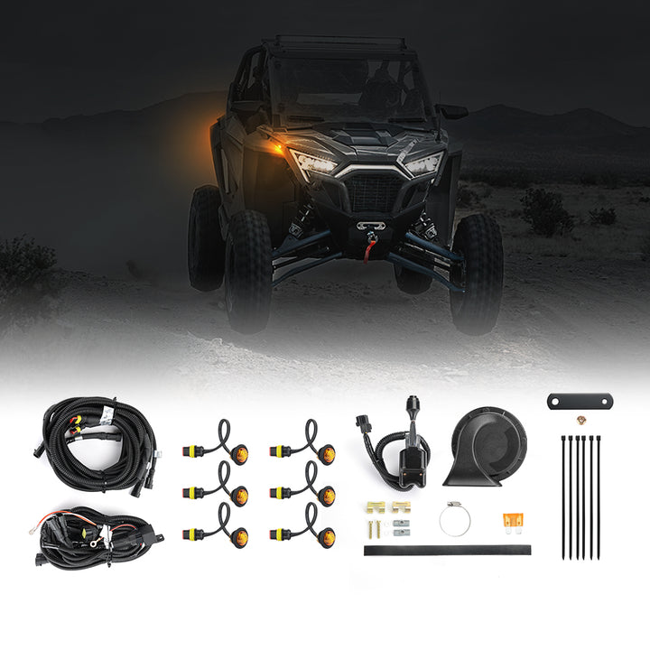 Turn Signal Kit With Column Turn Switch & 105D Horn Compatible With Polaris, Can-Am, Pioneer, Talon - Kemimoto