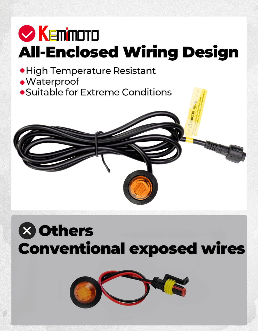 kemimoto Universal Plug & Play Turn Signal Kit With Rocker Switch & 110D Horn - Kemimoto