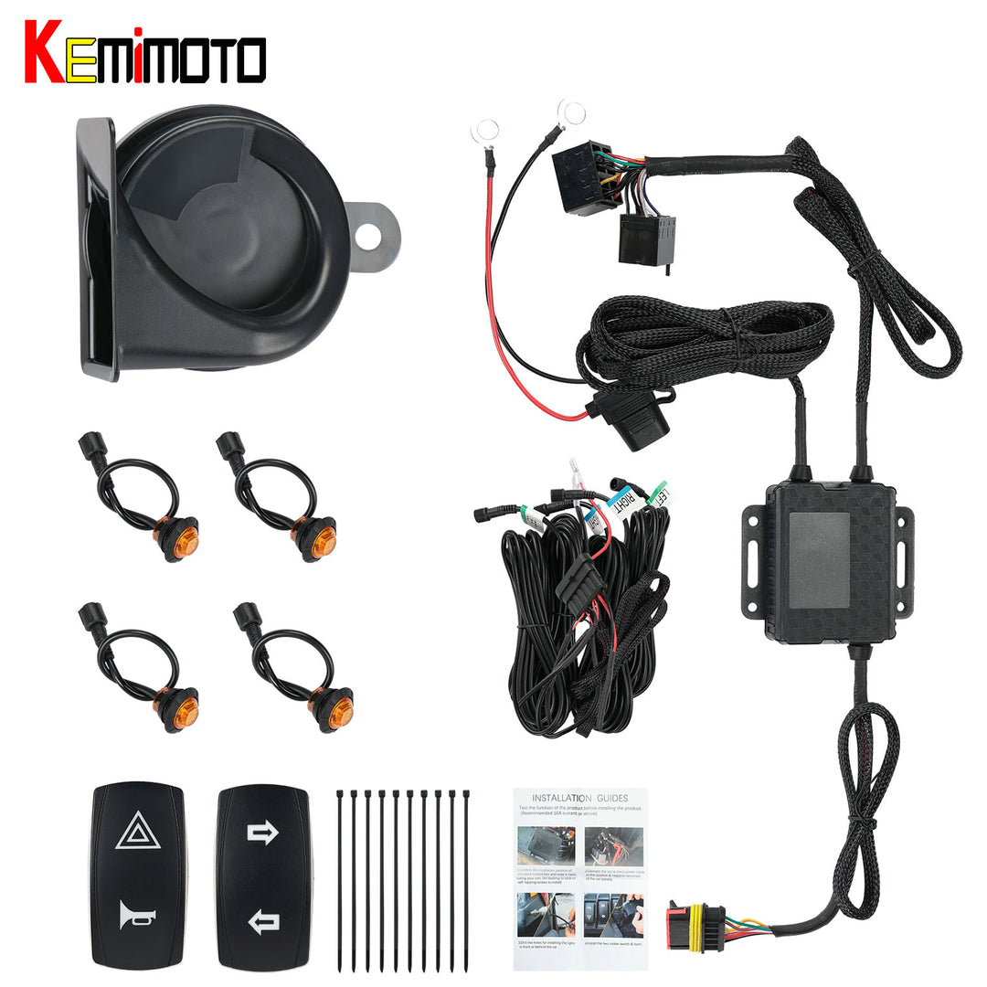 kemimoto Universal Plug & Play Turn Signal Kit With Rocker Switch & 110D Horn - Kemimoto