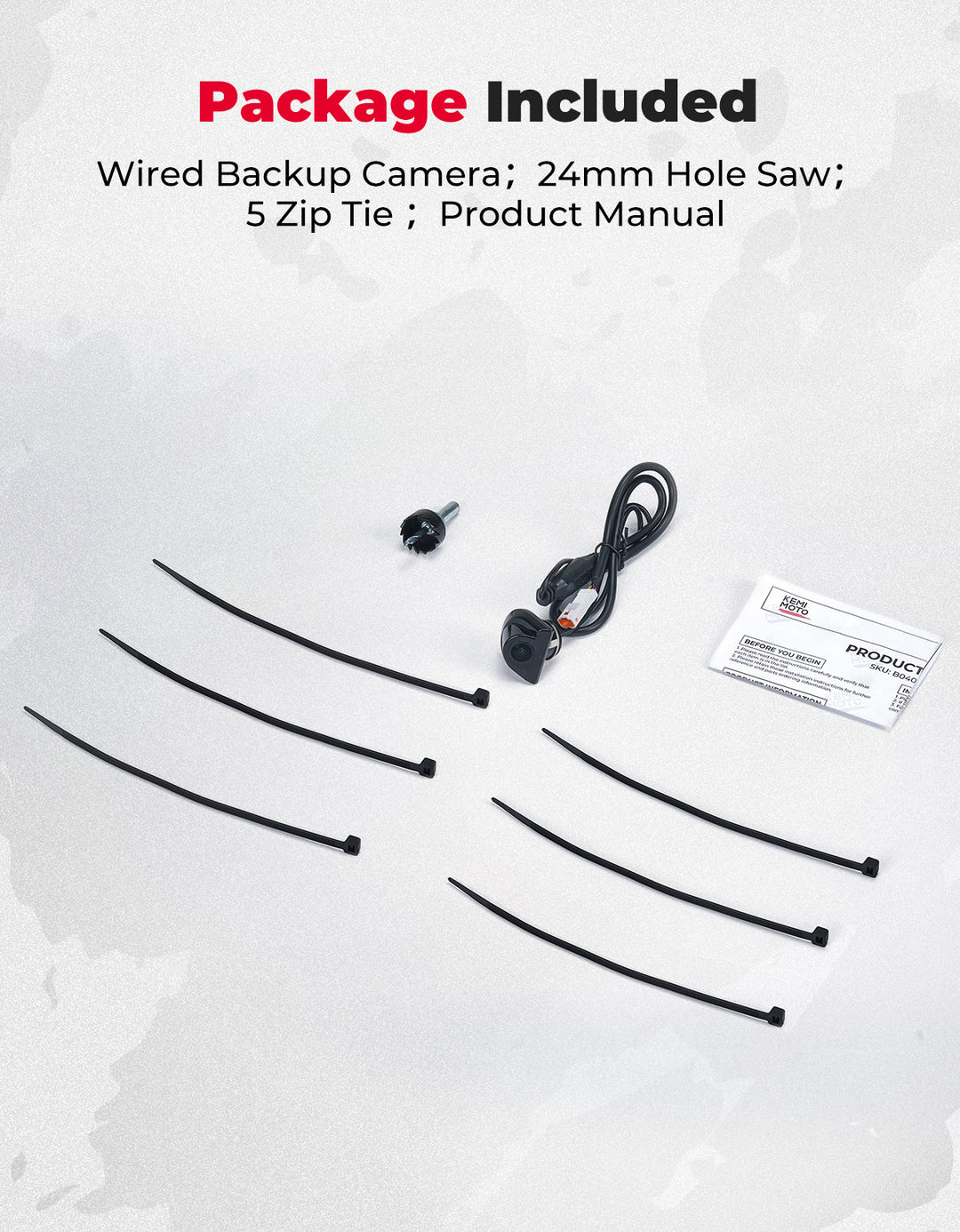 Plug and Play Wired Rear Camera for Kawasaki Teryx KRX 1000 - Kemimoto