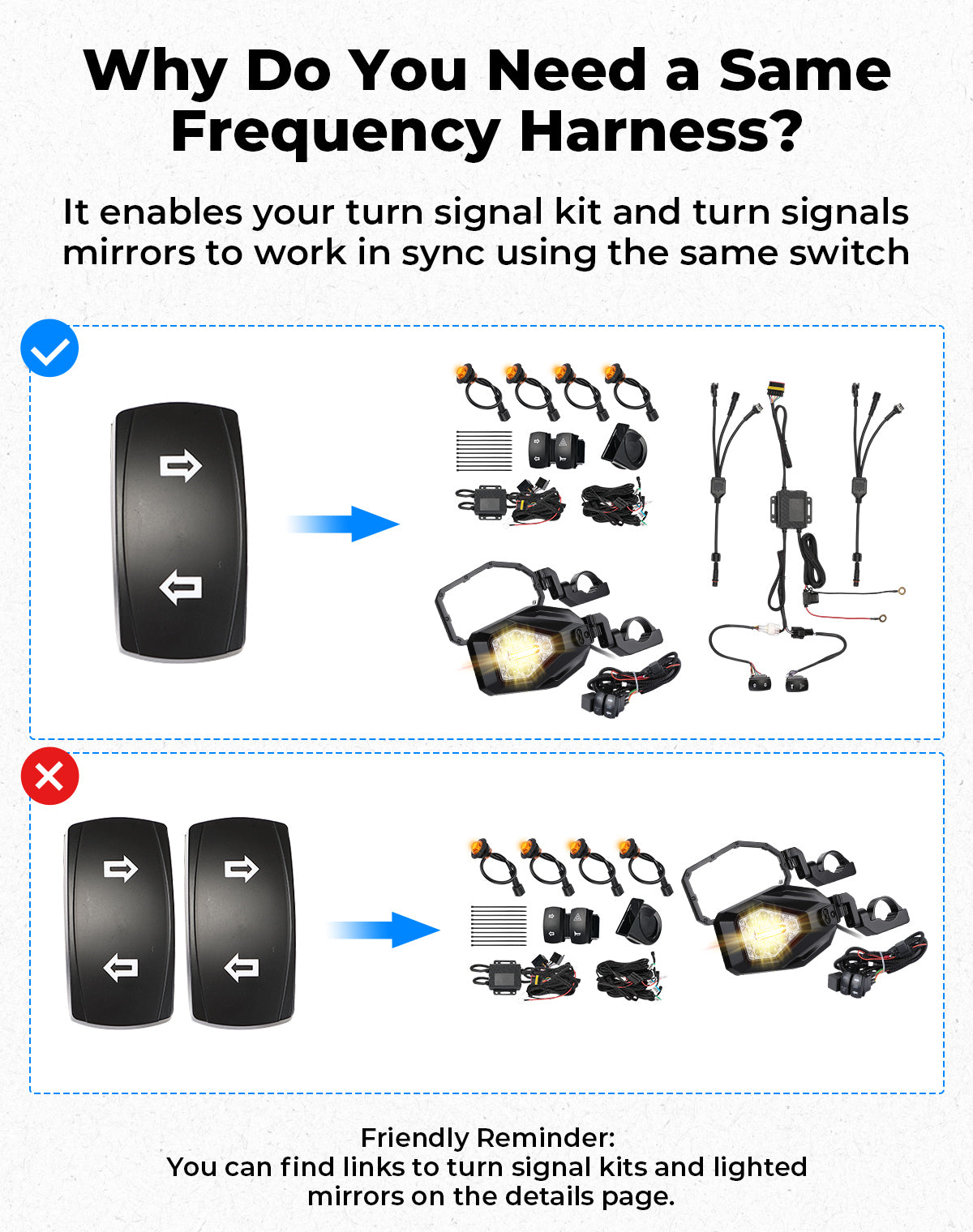 Turn Signal Harness: Synchronize KM Turn Signal Mirrors and Kits with One Switch - Kemimoto