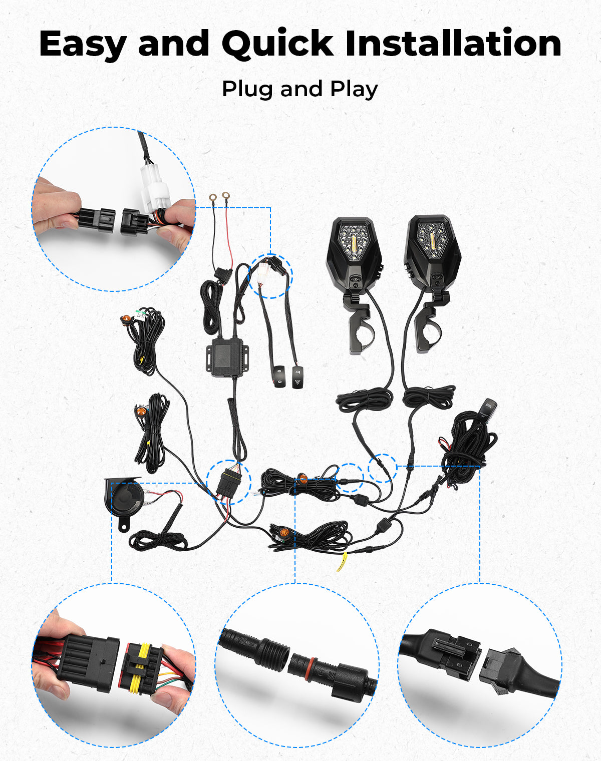 Turn Signal Harness: Synchronize KM Turn Signal Mirrors and Kits with One Switch - Kemimoto