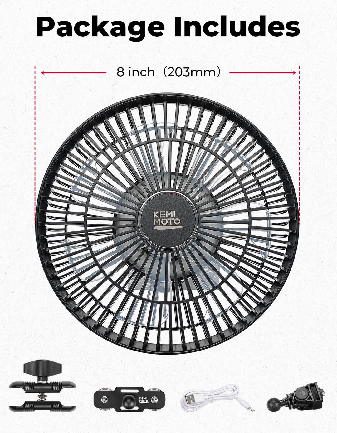 Magnetic Fan for Golf Cart, Forklift, Tractor, UTV - Kemimoto