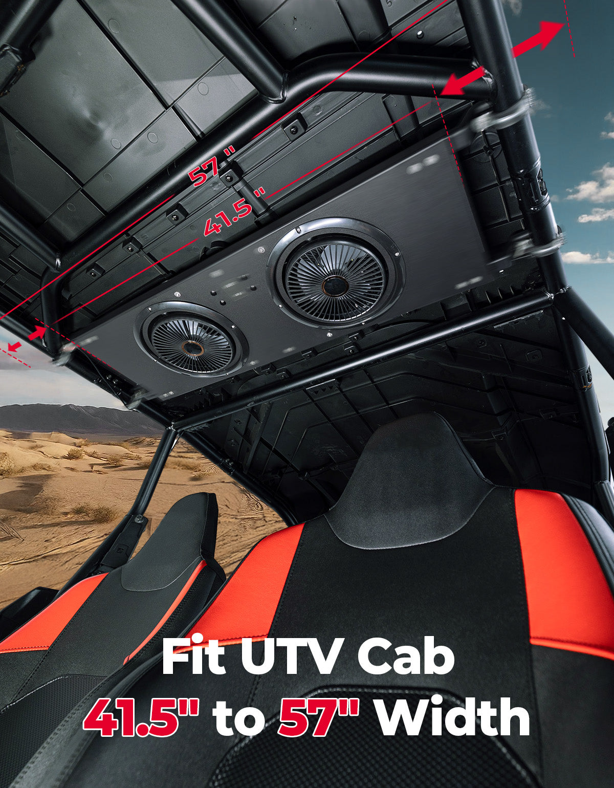 Overhead Fan for UTV with 57-41 inch Roof Width for Can-Am Polaris CFmoto - Kemimoto