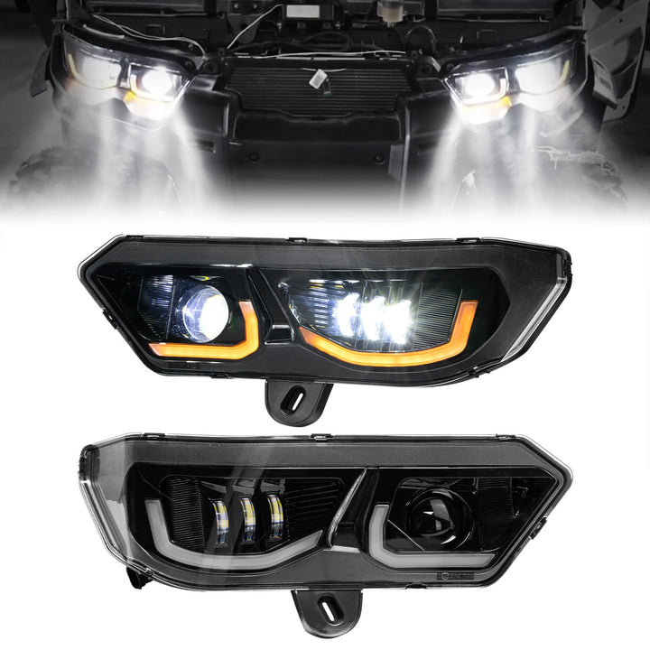 LED Headlights Assembly Kit for Can-Am Defender HD10|9|8|7|5 - Kemimoto