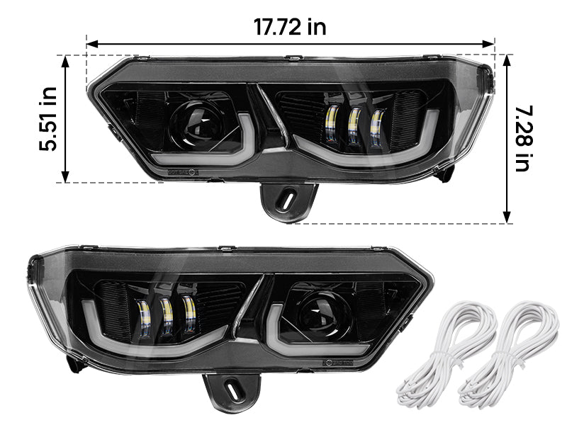 LED Headlights Assembly Kit for Can-Am Defender HD10|9|8|7|5 - Kemimoto