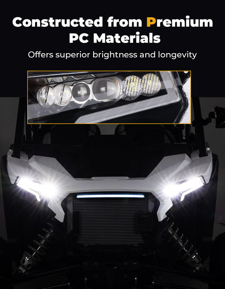 24W LED Headlight Waterproof Front Light for Polaris RZR XP 1000 / 4 1000 2024-2025 - Kemimoto