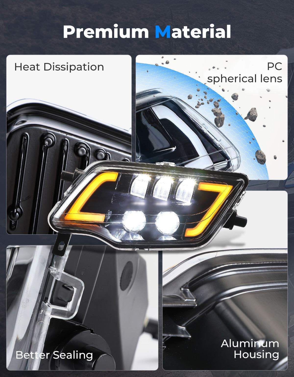 SAUTVS LED Headlights Assembly For Honda Pioneer/Talon 14-24