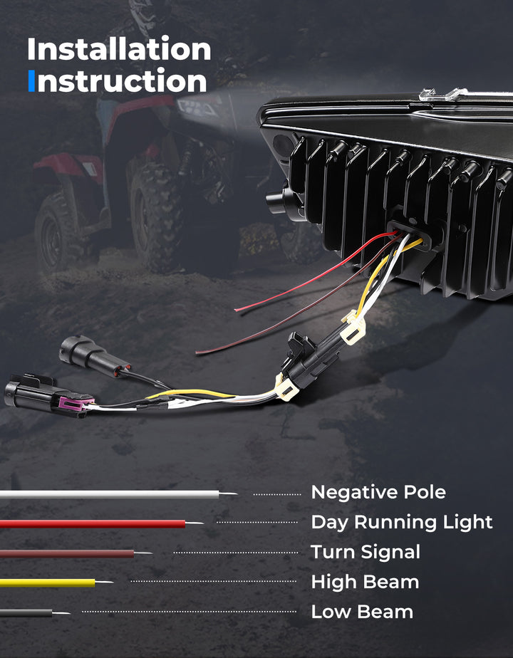 LED Headlight with Turn Signal for Pioneer 1000 700/ Talon 1000 - Kemimoto