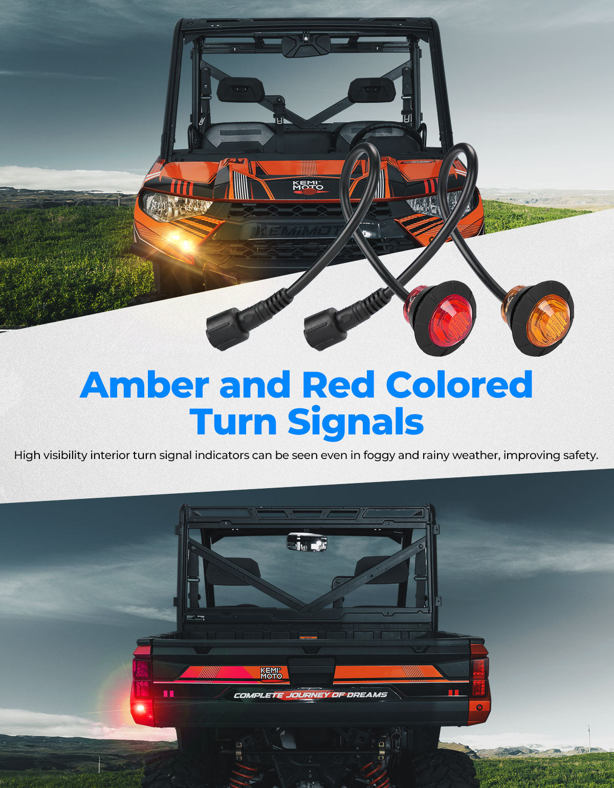 UTV Plug & Play Turn Signal Kit for Can-Am | Polaris | CFmoto | Honda - Kemimoto