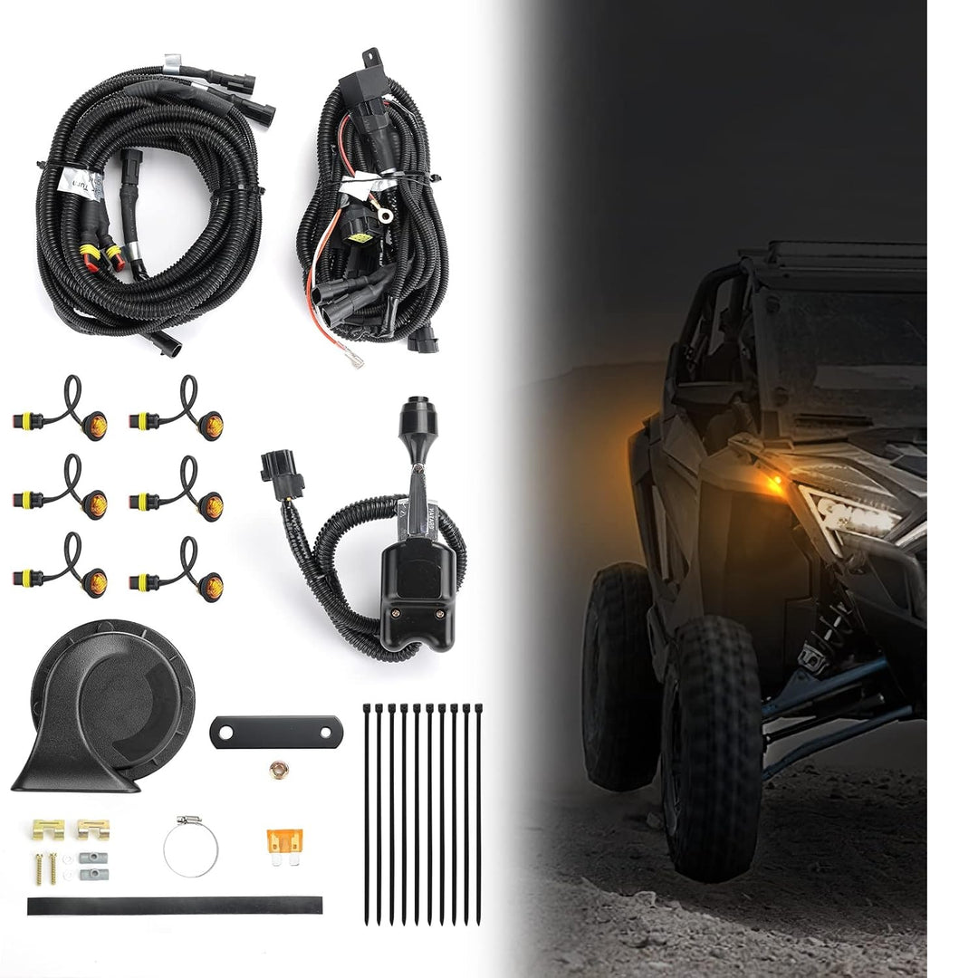 UTV Turn Signal Kit with Horn for Polaris, Can-Am, Kawasaki, Arctic Cat, CFMOTO - Kemimoto
