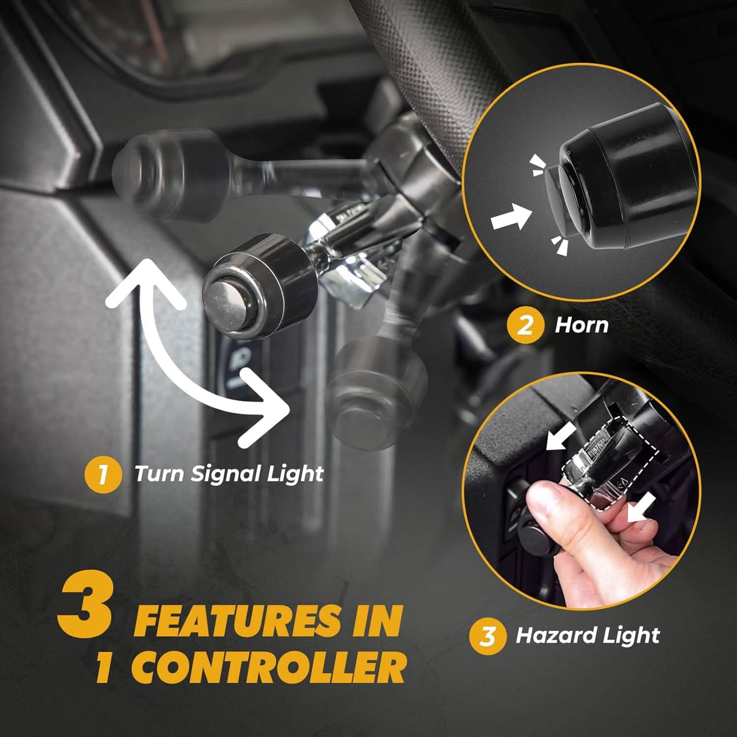 UTV Turn Signal Kit with Horn for Polaris, Can-Am, Kawasaki, Arctic Cat, CFMOTO - Kemimoto