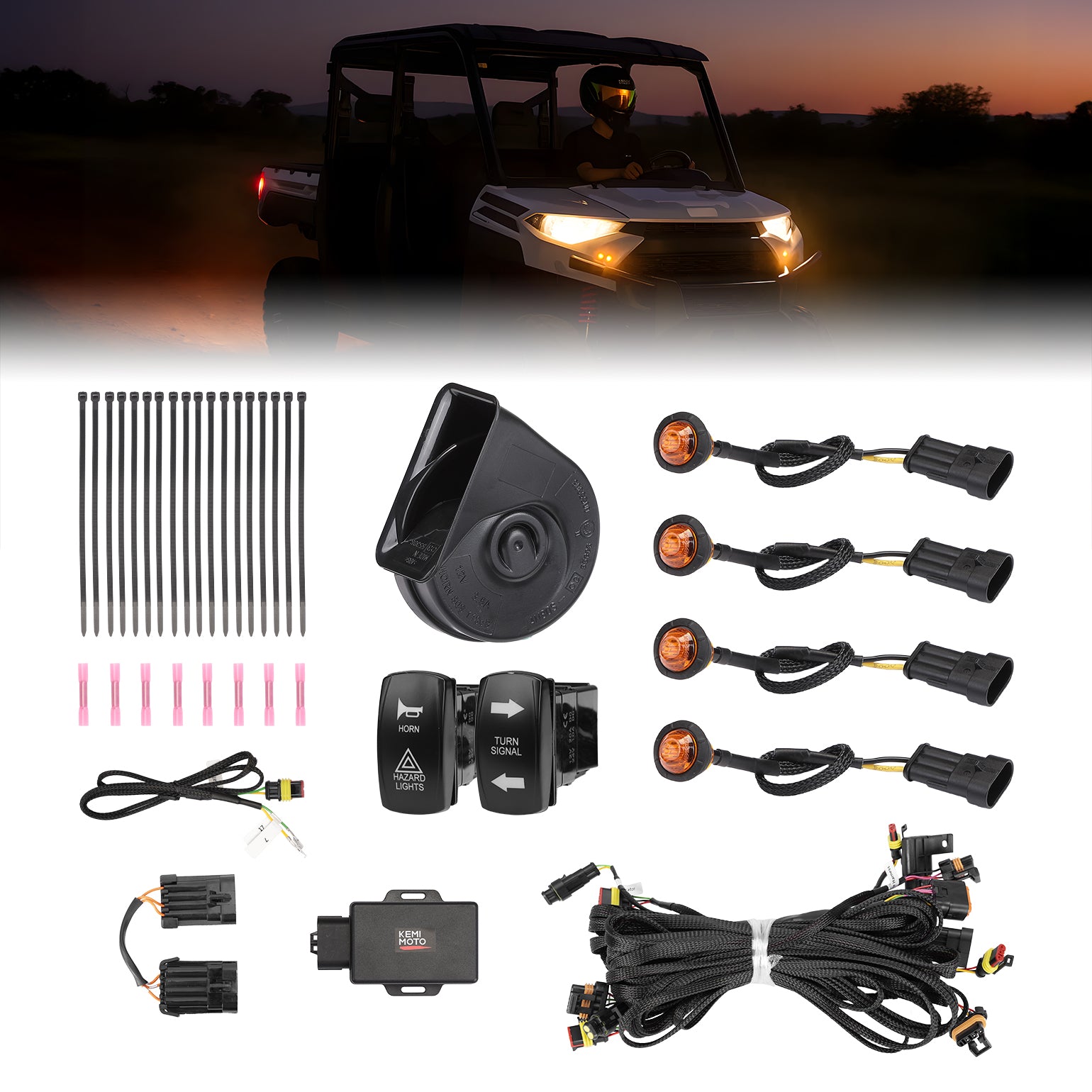 UTV Turn Signal Kit for 2018+ Ranger XP 1000/Crew/2014-2026 RZR XP