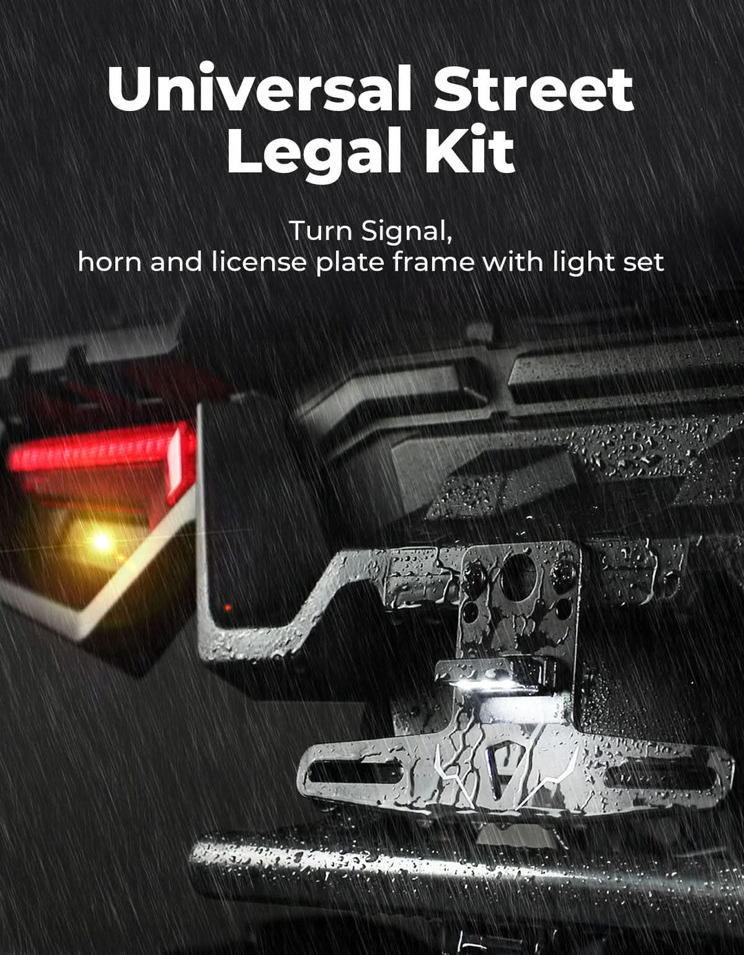 UTV Turn Signal Kit with 110D Horn and License Plate Holder with Light for Polaris, Can-Am, Teryx, CFMOTO - Kemimoto