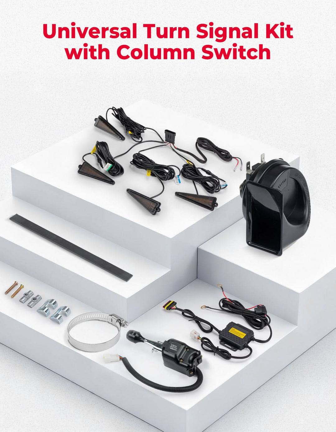 UTV Universal 3-in-1 Triangle Turn Signal Kit with Column Switch & 110dB Horn - Kemimoto