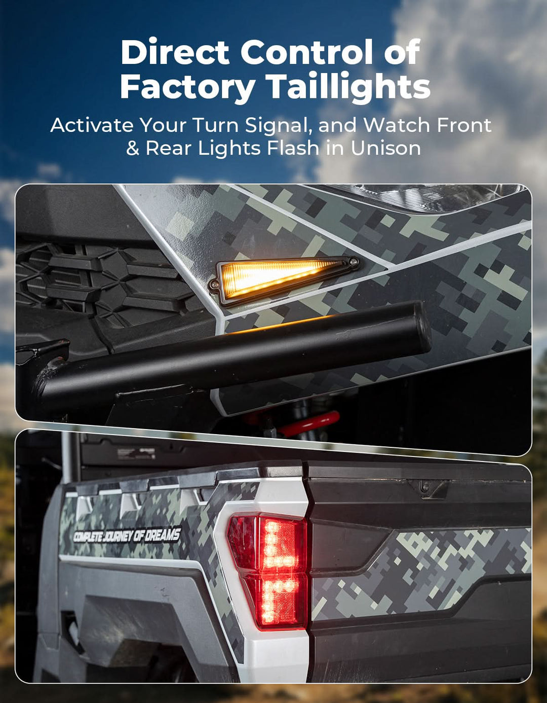 UTV/ATV Universal Turn Signal Kit with Dash Indicator & Sync Taillight - Kemimoto