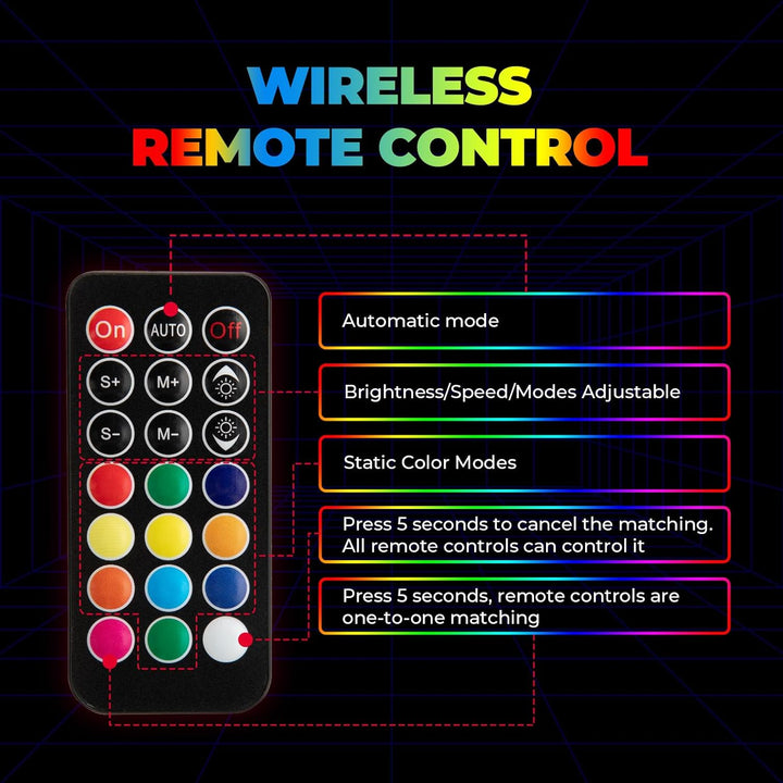 3FT 2PCS Spiral Whip Light Bluetooth Control - Kemimoto