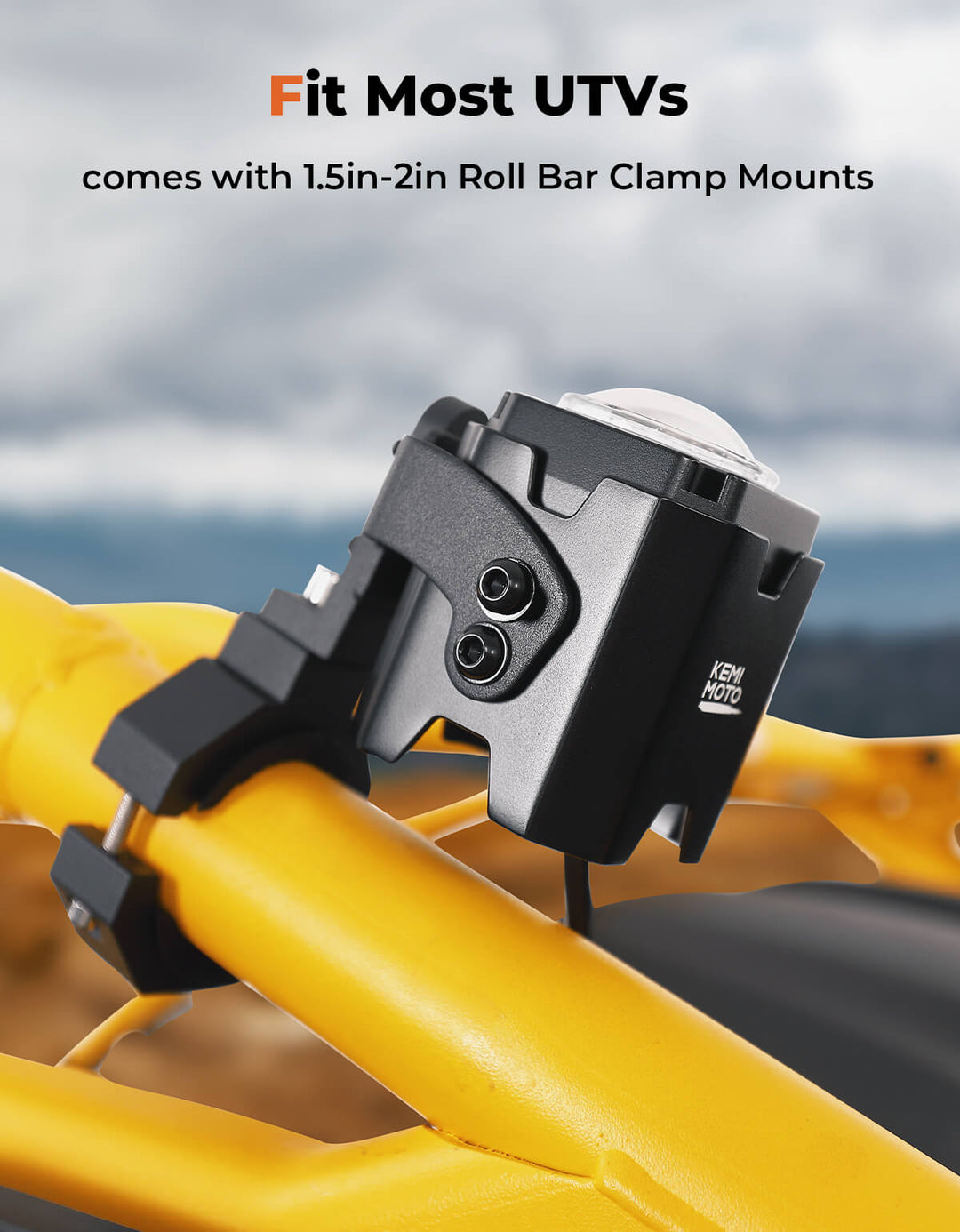 UTV Spot Beam Pod Lights w/ 1.5''-2'' Tube Clamp Kit for Can-Am Polaris CFMOTO - Kemimoto