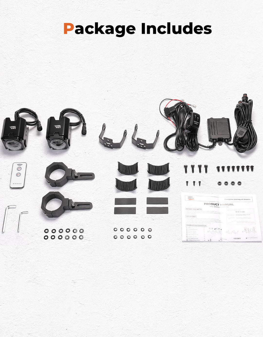 UTV Spot Beam Pod Lights w/ 1.5''-2'' Tube Clamp Kit for Can-Am Polaris CFMOTO - Kemimoto