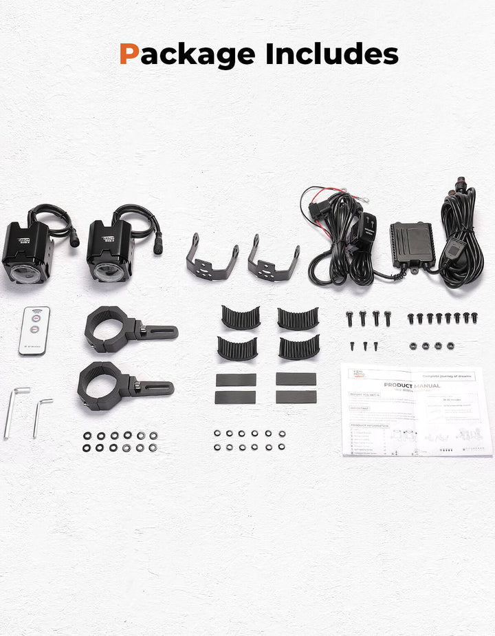 UTV Spot Beam Pod Lights w/ 1.5''-2'' Tube Clamp Kit for Can-Am Polaris CFMOTO - Kemimoto