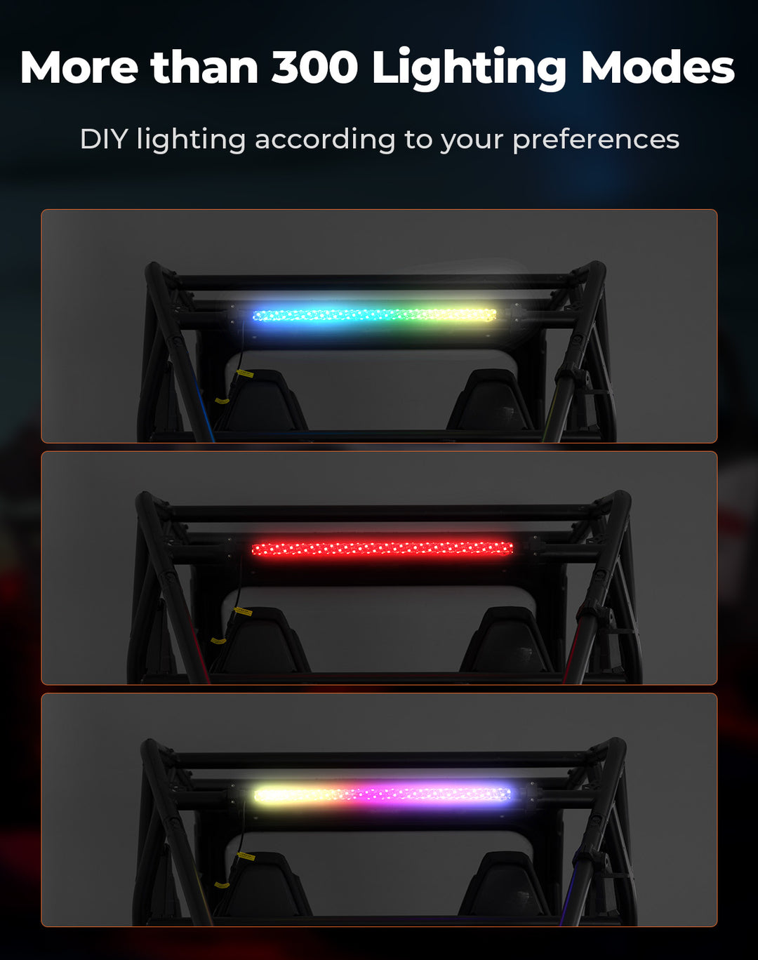 30" LED Chase Light Bar fit 1.5” Roll Cage for Polaris RZR, Can-Am Maverick X3 - Kemimoto