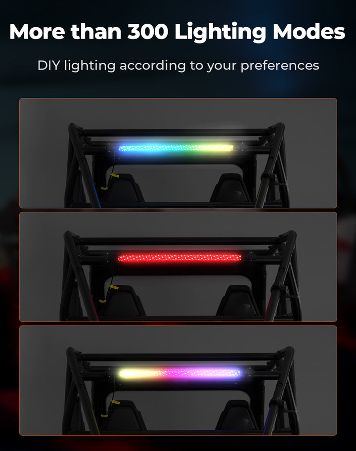 30" LED Chase Light Bar fit 1.5” Roll Cage for Polaris RZR, Can-Am Maverick X3 - Kemimoto