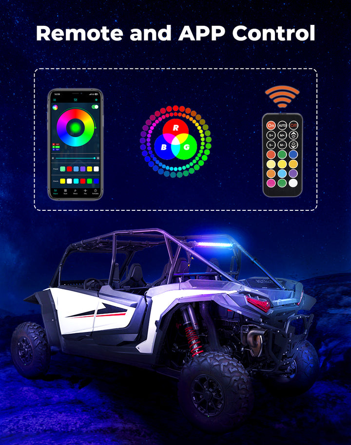30" LED Chase Light Bar fit 1.5” Roll Cage for Polaris RZR, Can-Am Maverick X3 - Kemimoto