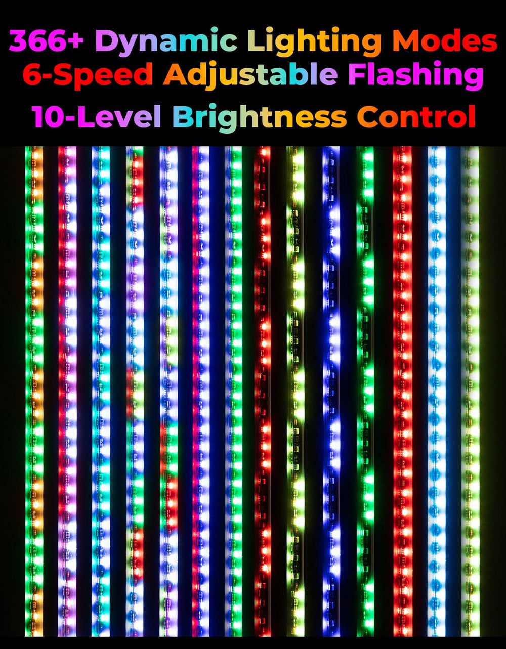 LED Whip Lights (2PCS) – APP Controlled with Turn/Brake/Reverse Signal Sync, Spring Mount – For UTV/ATV - Kemimoto