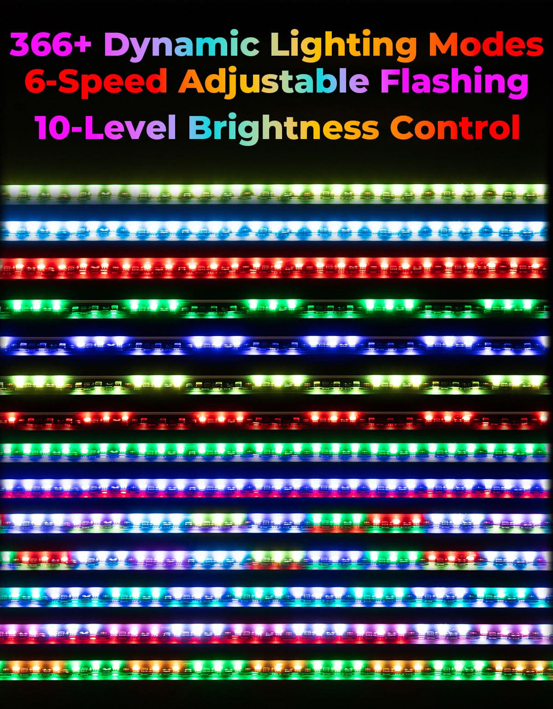 LED Whip Lights (2PCS) – APP Controlled with Turn/Brake/Reverse Signal Sync, Spring Mount – For UTV/ATV - Kemimoto