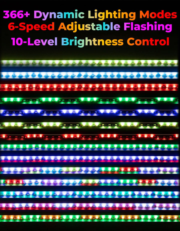 LED Whip Lights (2PCS) – APP Controlled with Turn/Brake/Reverse Signal Sync, Spring Mount – For UTV/ATV - Kemimoto