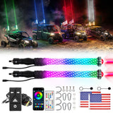 UTV/ATV Universal 2-in-1 2PCS 2FT RGB Whipless LED Whip Lights - Kemimoto