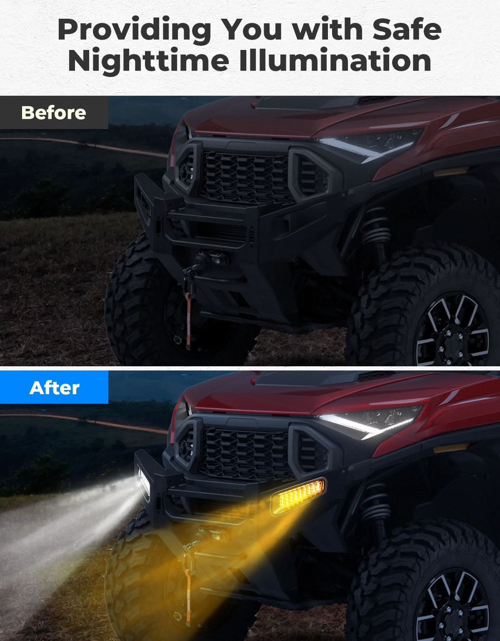 LED Front Bumper Lights for Polaris Ranger XD 1500 / CREW 2024-2025 - Kemimoto