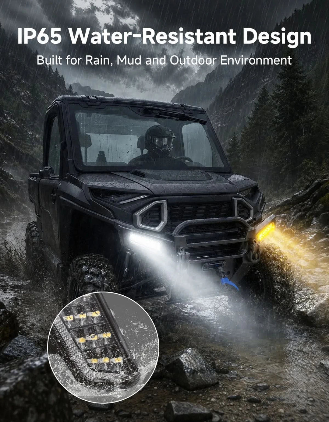 UTV Front Bumper Turn Signal Lights for Polaris Ranger XD 1500 / Crew XD 1500 2024-2026, 2-Piece Set