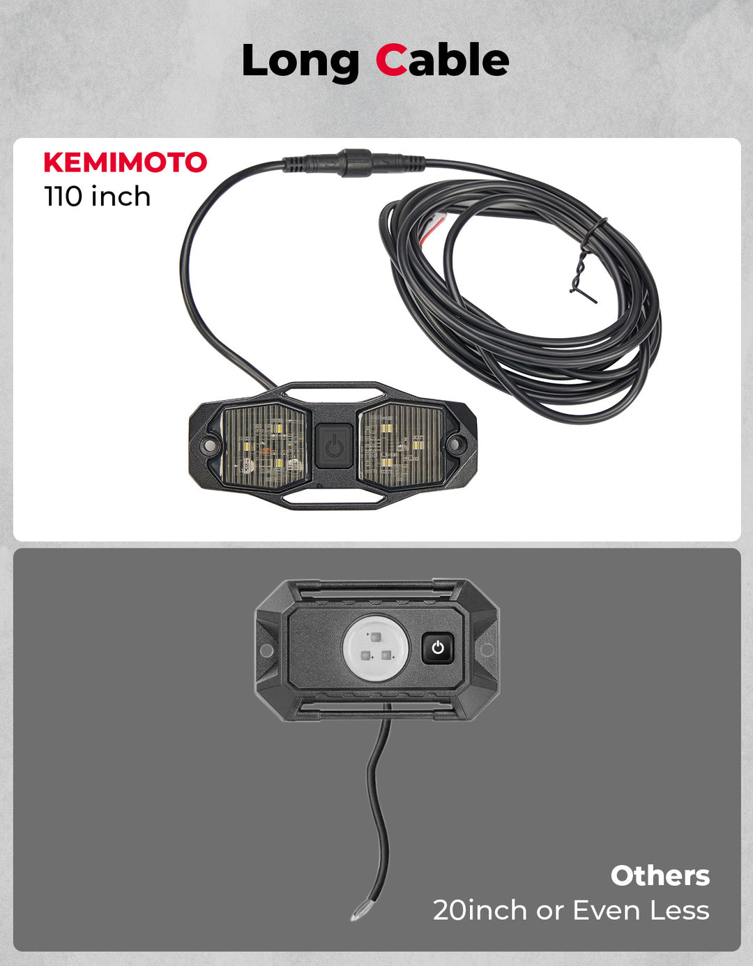 UTV Aluminum Waterproof Dome Light 600mAh Rechargeable for 1.5"-2" Roll Bar - Kemimoto
