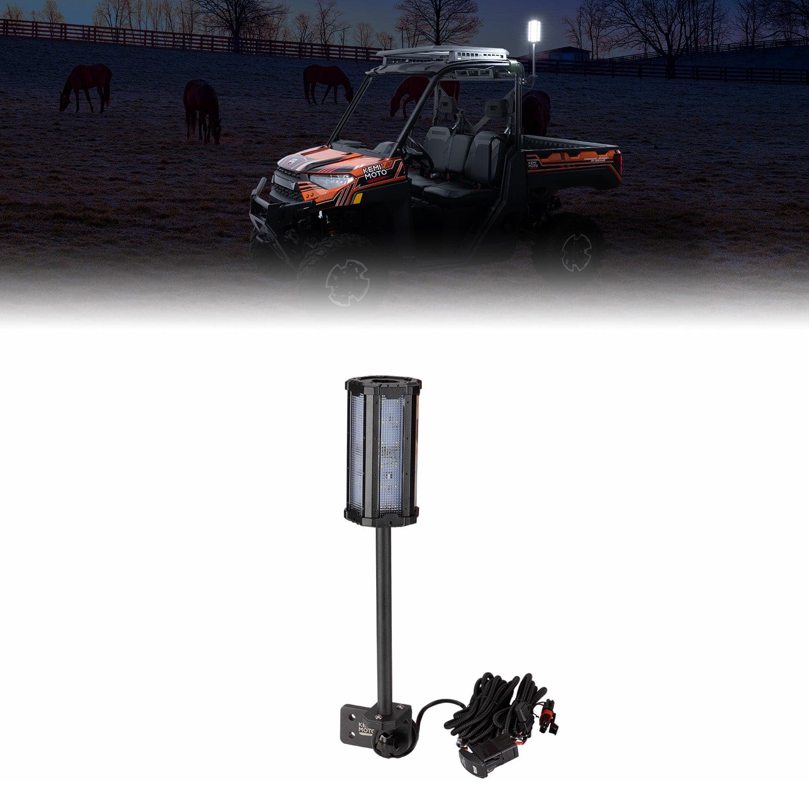 Upgraded Work Beacon Light for Polaris PRO XD/Ranger1000/XP 1000 2018-2025 - Kemimoto