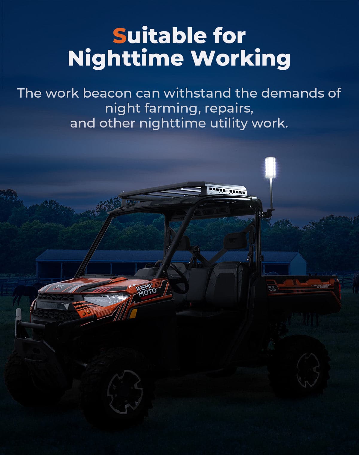 Upgraded Work Beacon Light for Polaris PRO XD/Ranger1000/XP 1000 2018-2025 - Kemimoto