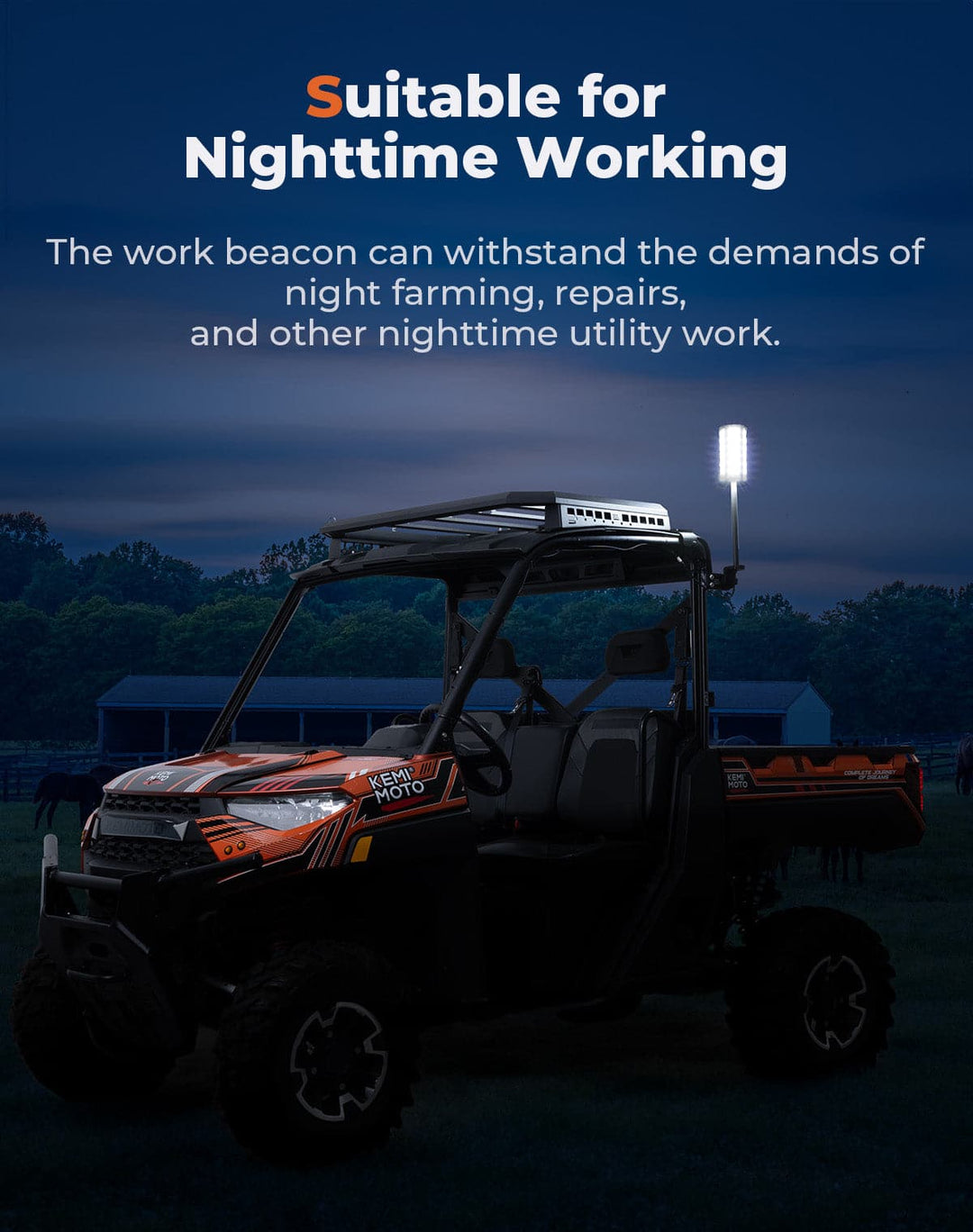 Upgraded Work Beacon Light for Polaris PRO XD/Ranger1000/XP 1000 2018-2025 - Kemimoto