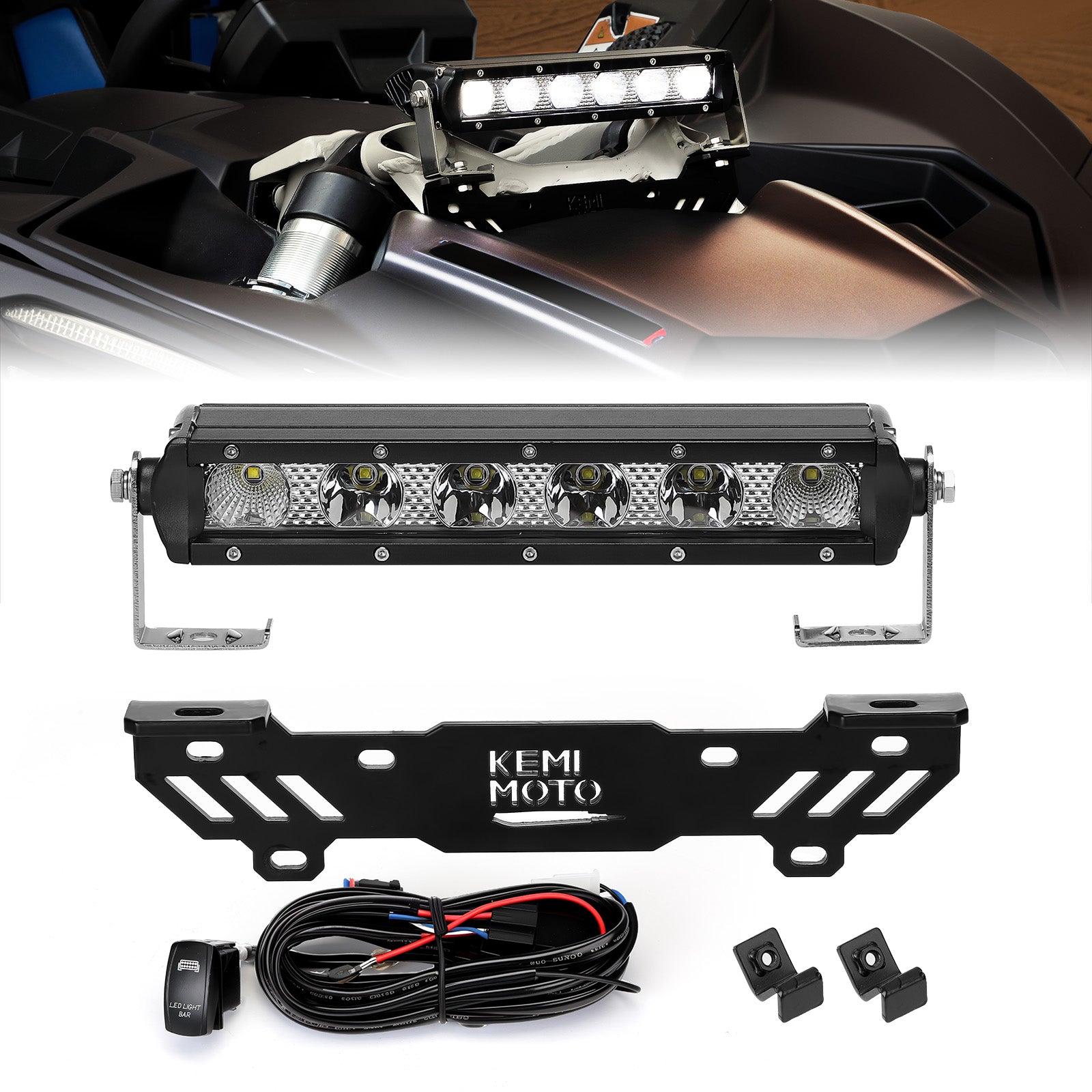 Shock Tower Light Bar with Mount Bracket for Can-Am Maverick X3&X3 MAX - Kemimoto