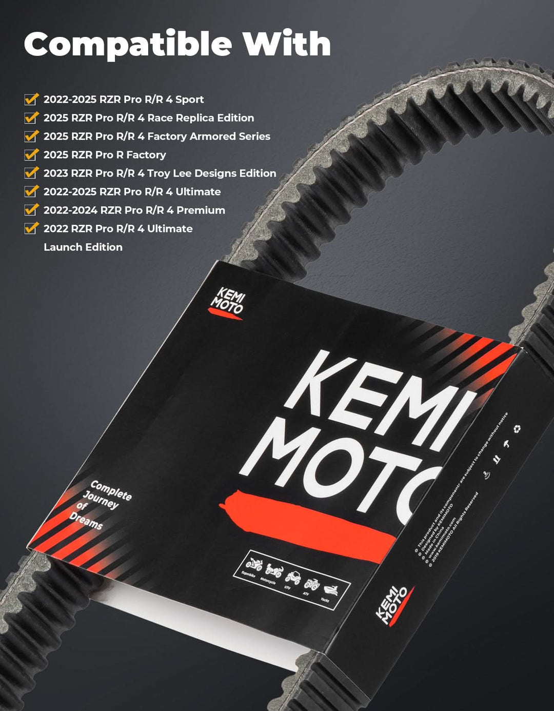 Kemimoto belt with compatibility