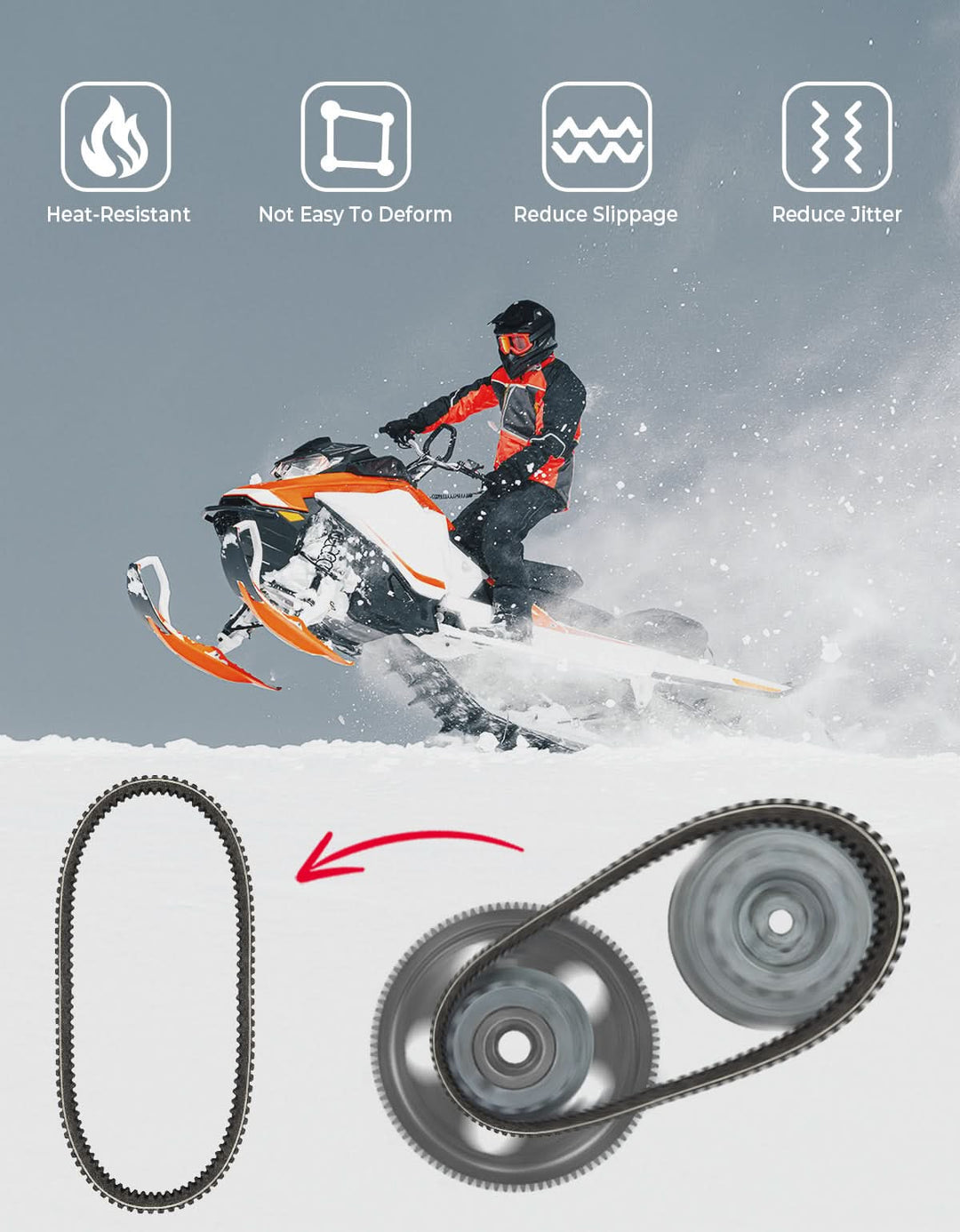 Heavy-Duty Snowmobile CVT Drive Belt for Ski-Doo 850 E-TEC, 900 ACE Turbo - Kemimoto