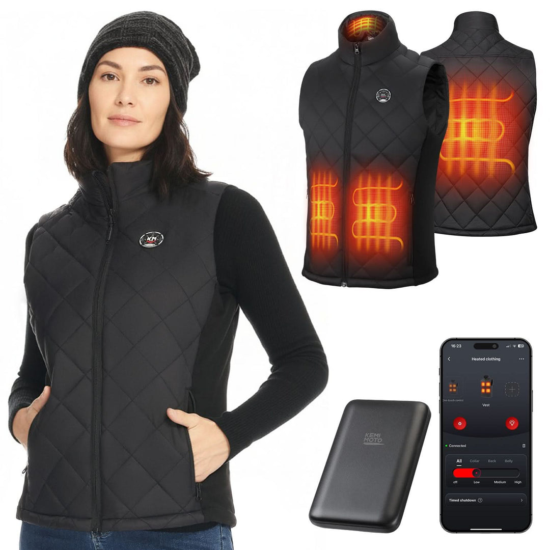 Women’s Heated Quilted Vest with APP Control & 10000mAh Battery Pack