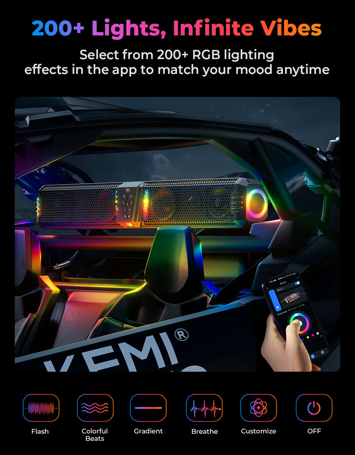 KEMIMOTO Midnight 80 32-inch 6-Speaker RGB UTV Sound Bar