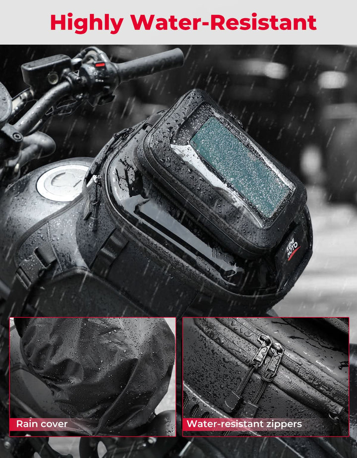 Motorcycle Tank Bag 13-16L Waterproof Hard Shell with Phone Holder