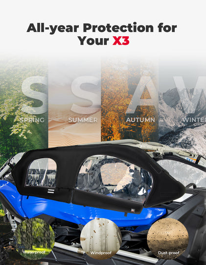 Soft Cab Enclosure and Lower Door Inserts for Can-Am Maverick X3 MAX - Kemimoto