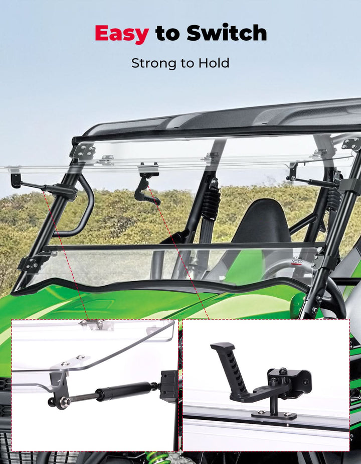 3-in-1 Flip Windshield For Kawasaki Teryx