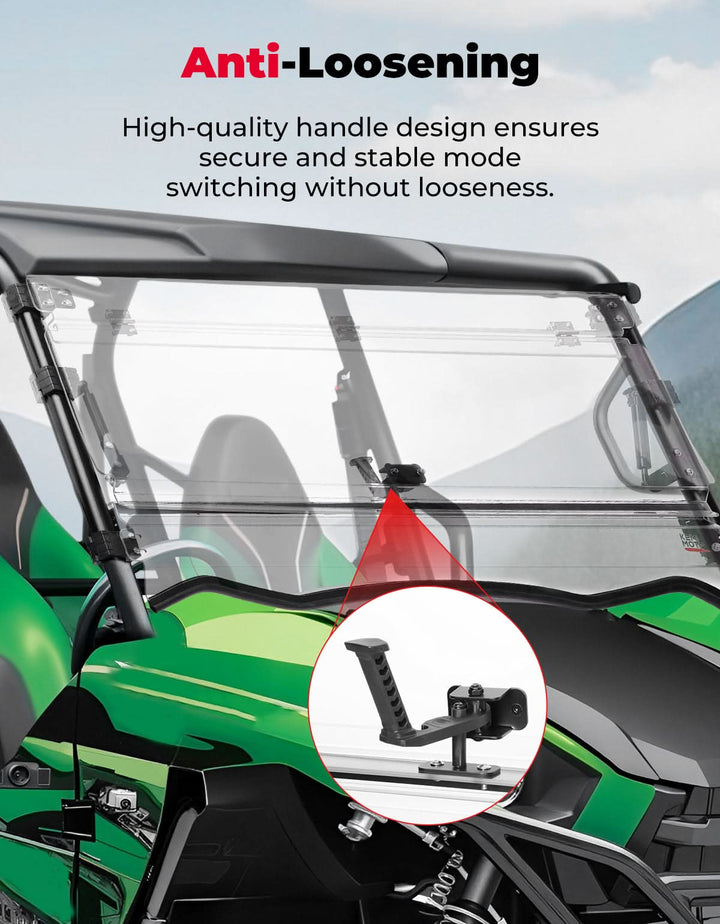 3-in-1 Flip Windshield For Kawasaki Teryx