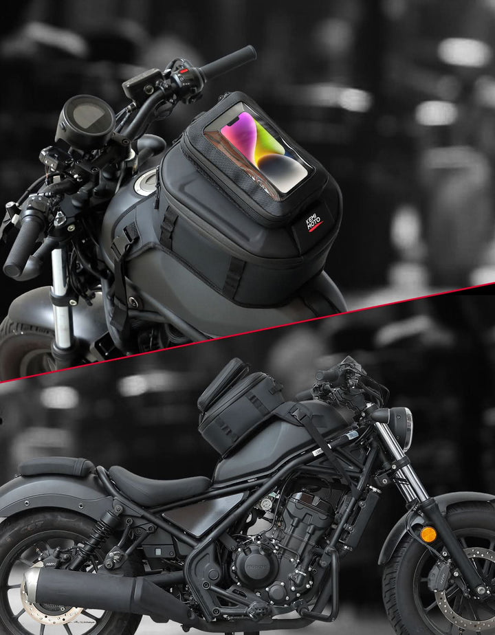 Motorcycle Tank Bag 13-16L Waterproof Hard Shell with Phone Holder