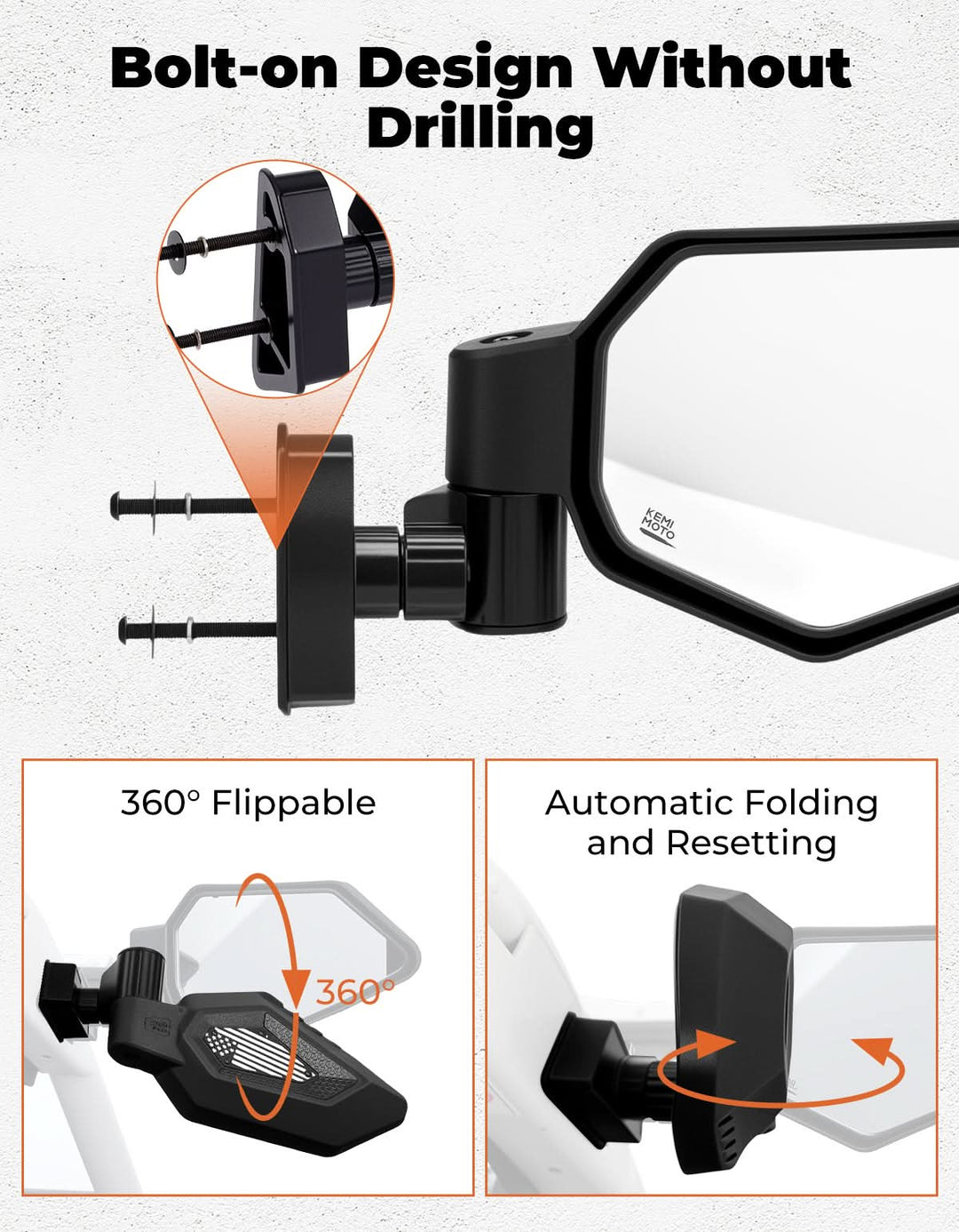 Can-Am Maverick X3 & Max RS DS Turbo Side Mirrors US Flag Pattern（2017-2025）